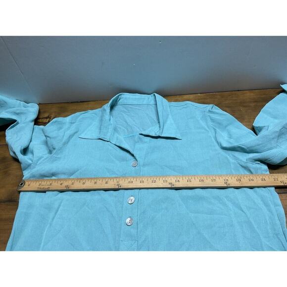Fridaze Linen Redefined 100% Linen Lagenlook Tunic Top Size Large Blue - Picture 9 of 14